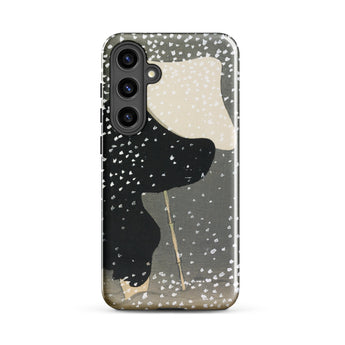 Snow - Kamisaka Sekka Meiji Art Samsung Case, Galaxy S24 Plus / Matte, Smartphone Case Abstract Art Design Person Umbrella Rain