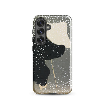 Snow - Kamisaka Sekka Meiji Art Samsung Case, Galaxy S25 / Matte, Smartphone Case Black White Gray Abstract Design Speckled