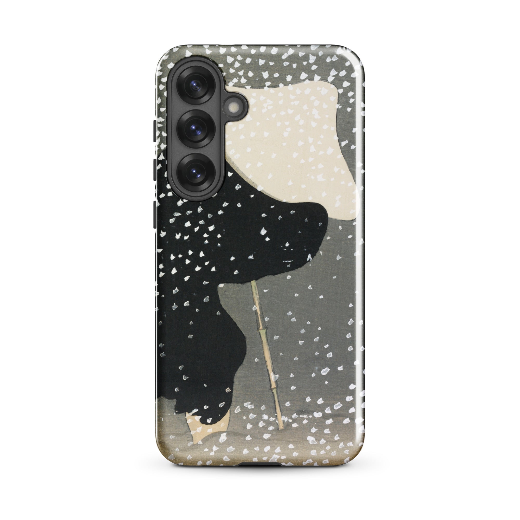 Snow Kamisaka Sekka Meiji Art Samsung Case, Galaxy S25 Plus / Matte, Black Phone Case White Gray Abstract Pattern Speckles
