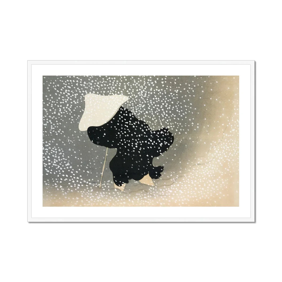 Snow - Kamisaka Sekka Meiji Period Art Print, Black Bear Snow Umbrella