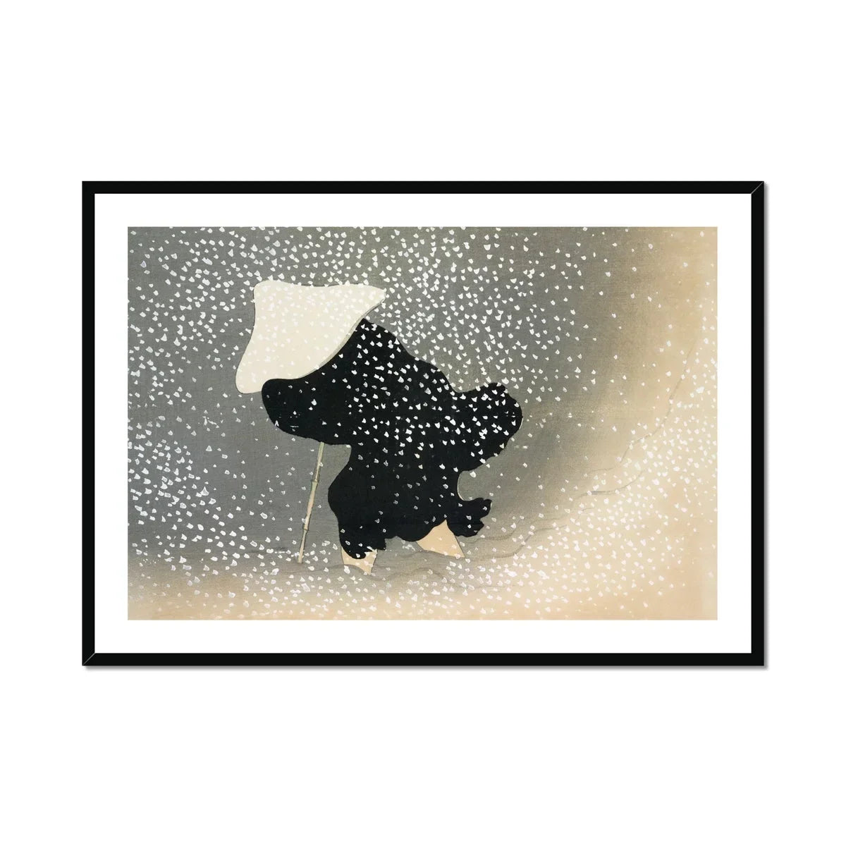 Snow - Kamisaka Sekka Meiji Period Art Print, Black Dog Snow White Scarf