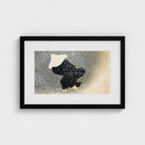 Snow - Kamisaka Sekka Meiji Period Art Print / Canvas Black-framed Minimalist Silhouette Figure White Hat Sekka’s, Whispers Winter’s