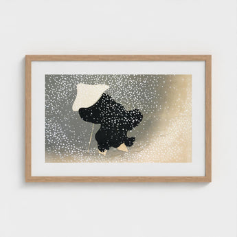 Snow - Kamisaka Sekka Meiji Period Art Print / Canvas Minimalist Framed Black Silhouette Figure White Sekka’s, Whispers Winter’s Secrets,