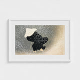 Snow - Kamisaka Sekka Meiji Period Art Print / Canvas Black Silhouette Figure White Hat Coat Umbrella Sekka’s, Whispers Winter’s Secrets,