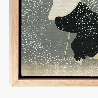 Snow - Kamisaka Sekka Meiji Period Art Print / Canvas Framed Japanese Woodblock Figure Black White Umbrella Sekka’s, Whispers Winter’s