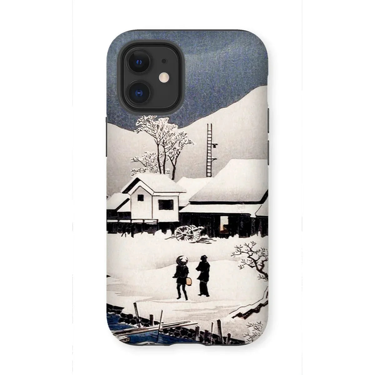 Snow at Nipponmatsu - Hiroaki Takahashi Iphone Case, 12 Mini / Matte, Phone Case Black White Winter Scene Snow-covered Houses