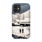 Snow at Nipponmatsu - Hiroaki Takahashi Iphone Case, 12 Mini / Matte, Phone Case Black White Winter Scene Snow-covered Houses
