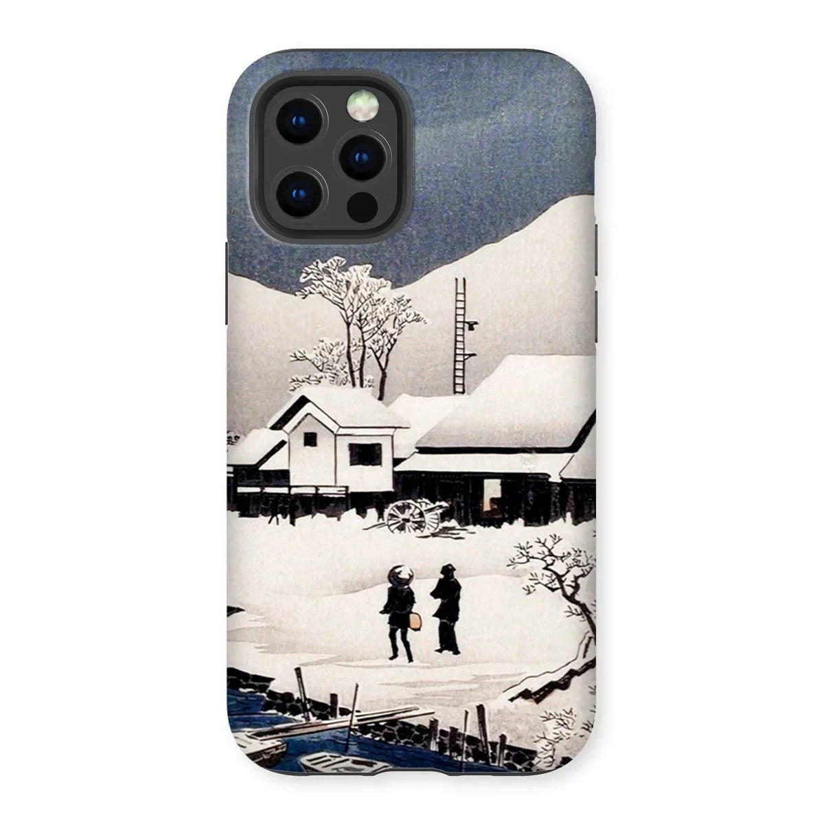 Snow at Nipponmatsu - Hiroaki Takahashi Iphone Case, 12 Pro / Matte, Iphone Case Japanese Woodblock Print Design Snowy Winter