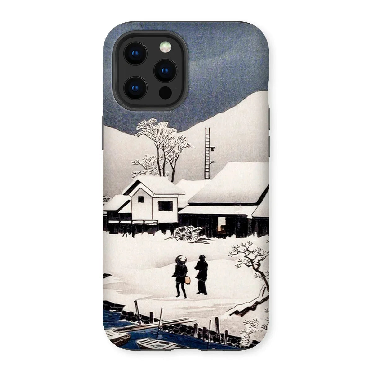 Snow at Nipponmatsu - Hiroaki Takahashi Iphone Case, 12 Pro Max / Matte, Phone Case Japanese Woodblock Print-style Winter Scene Snow-covered