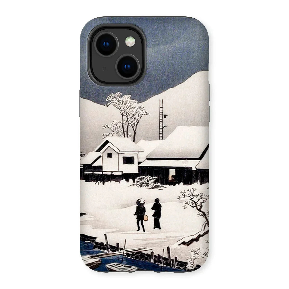 Snow at Nipponmatsu - Hiroaki Takahashi Iphone Case, 14 Plus / Matte, Phone Case Japanese Woodblock Print-style Winter Scene Snow-covered