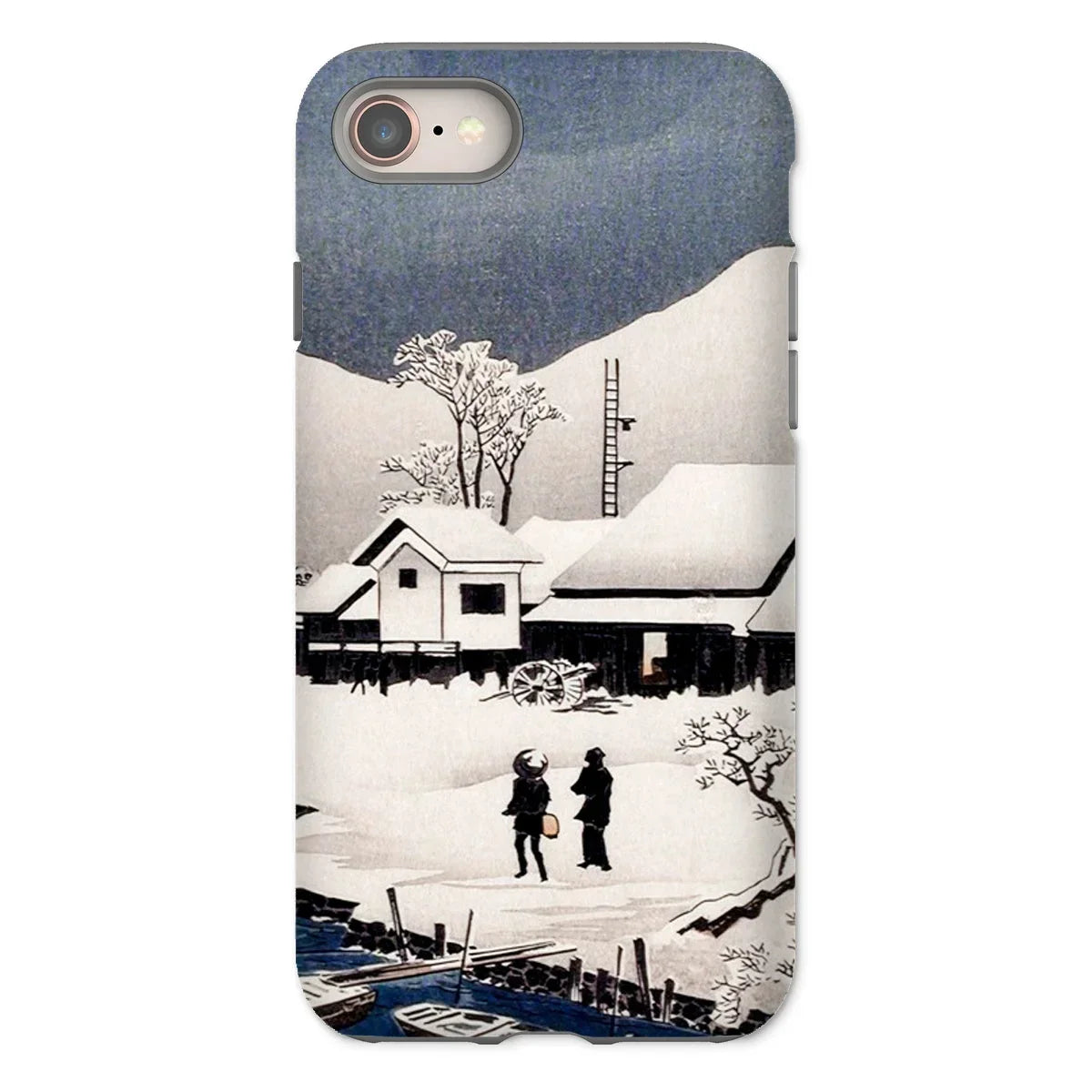 Snow at Nipponmatsu - Hiroaki Takahashi Iphone Case, 8 / Matte, Phone Case Japanese Woodblock Print Winter Scene Snow-covered