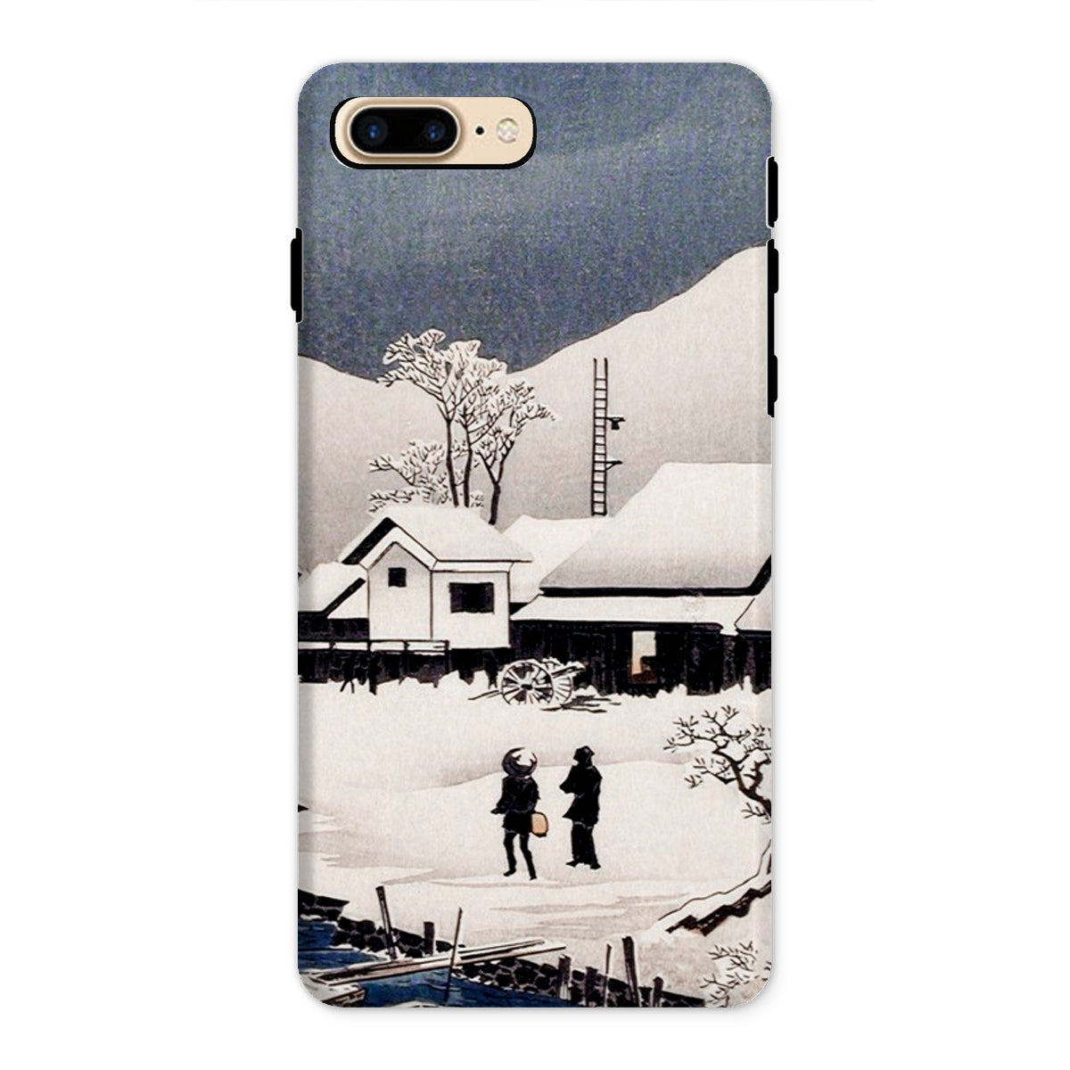 Snow at Nipponmatsu Hiroaki Takahashi Iphone Case, 8 Plus / Matte, Phone Case Japanese Woodblock Style Winter Scene Snow Covered Buildings