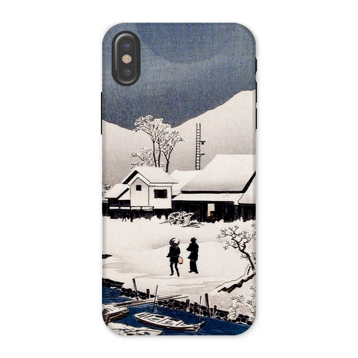 Snow at Nipponmatsu Hiroaki Takahashi Iphone Case, x / Matte, Phone Case Japanese Woodblock Print Style Winter Scene Snow Covered