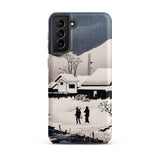 Snow at Nipponmatsu - Hiroaki Takahashi Phone Case Samsung Galaxy S21 Plus / Matte Phone Case Black White Snowscape Illustration Subtle