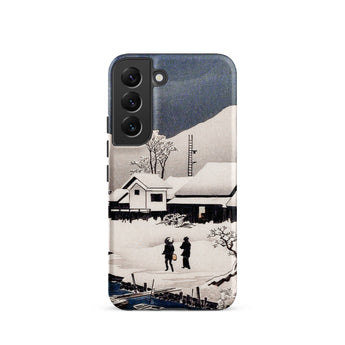 Snow at Nipponmatsu - Hiroaki Takahashi Phone Case Samsung Galaxy S22 / Matte Smartphone Case Black White Snowscape Illustration Subtle