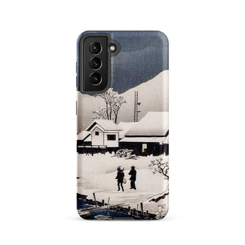Snow at Nipponmatsu - Hiroaki Takahashi Samsung Case, Galaxy S21 / Matte, Phone Case Black White Winter Landscape Design Houses