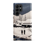 Snow at Nipponmatsu - Hiroaki Takahashi Samsung Case, Galaxy S22 Ultra / Matte, Smartphone Case Winter Landscape Houses Figures
