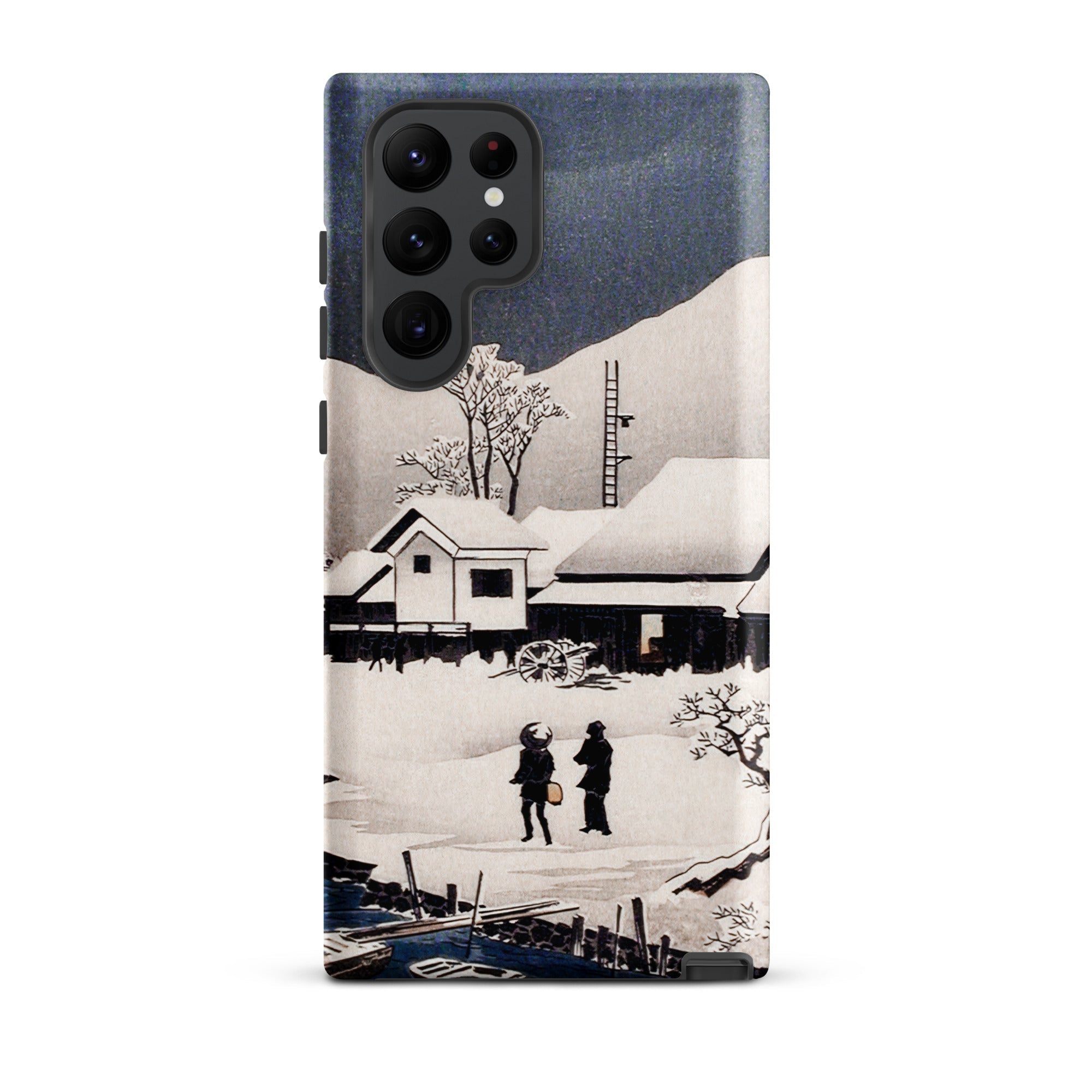 Snow at Nipponmatsu Hiroaki Takahashi Samsung Case, Galaxy S22 Ultra / Matte, Smartphone Case Winter Landscape Houses Figures