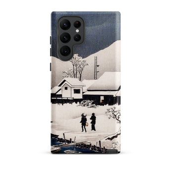 Snow at Nipponmatsu - Hiroaki Takahashi Samsung Case, Galaxy S22 Ultra / Matte, Smartphone Case Winter Landscape Houses Figures