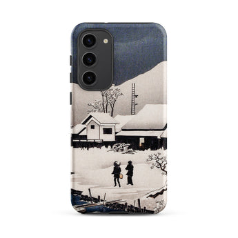 Snow at Nipponmatsu - Hiroaki Takahashi Samsung Case, Galaxy S23 Plus / Matte, Smartphone Case Winter Landscape Painting Two Figures