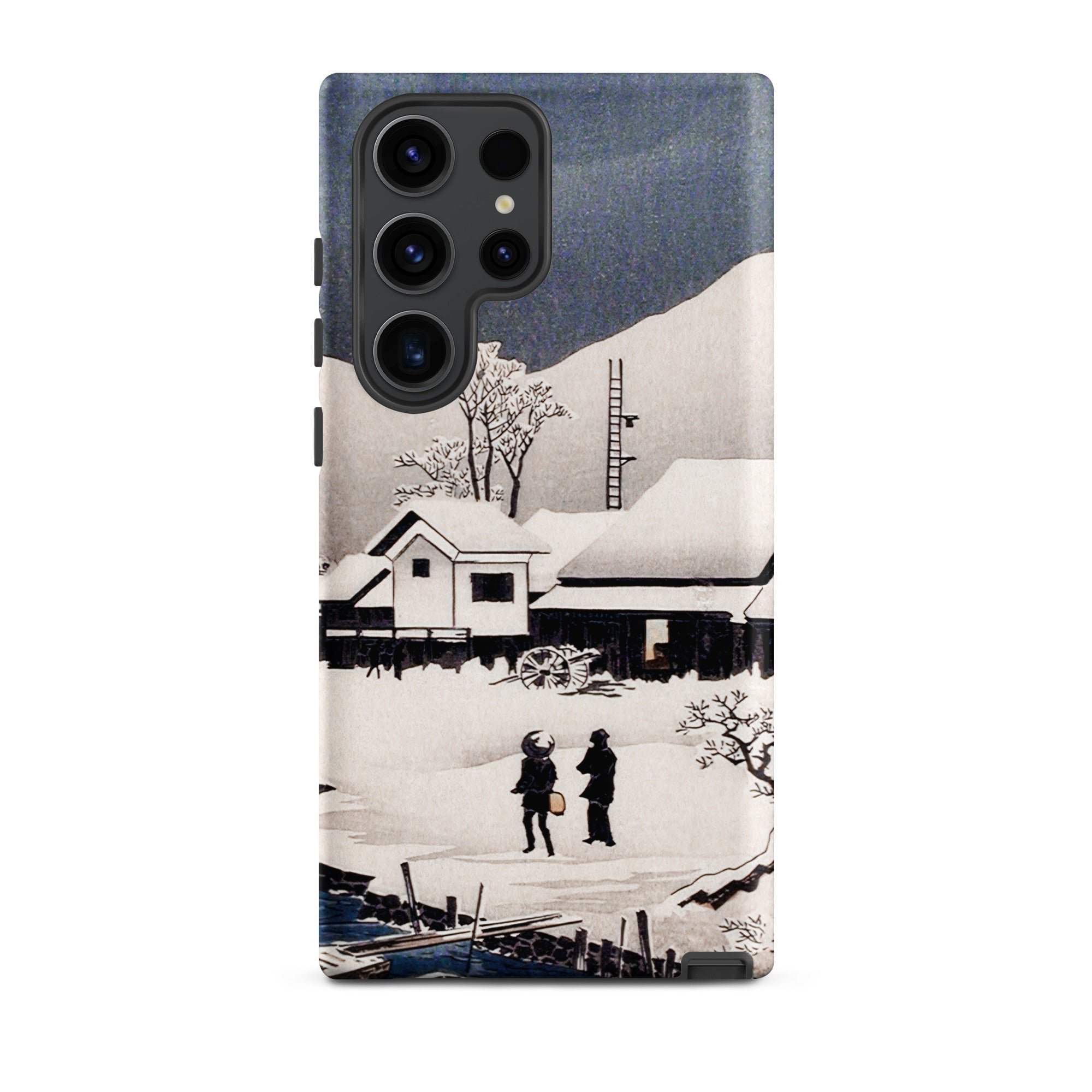 Snow at Nipponmatsu Hiroaki Takahashi Samsung Case, Galaxy S23 Ultra / Matte, Smartphone Case Snow Covered Landscape Houses Figures