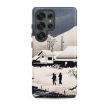 Snow at Nipponmatsu - Hiroaki Takahashi Samsung Case, Galaxy S25 Ultra / Matte, Smartphone Case Winter Landscape Houses Figures