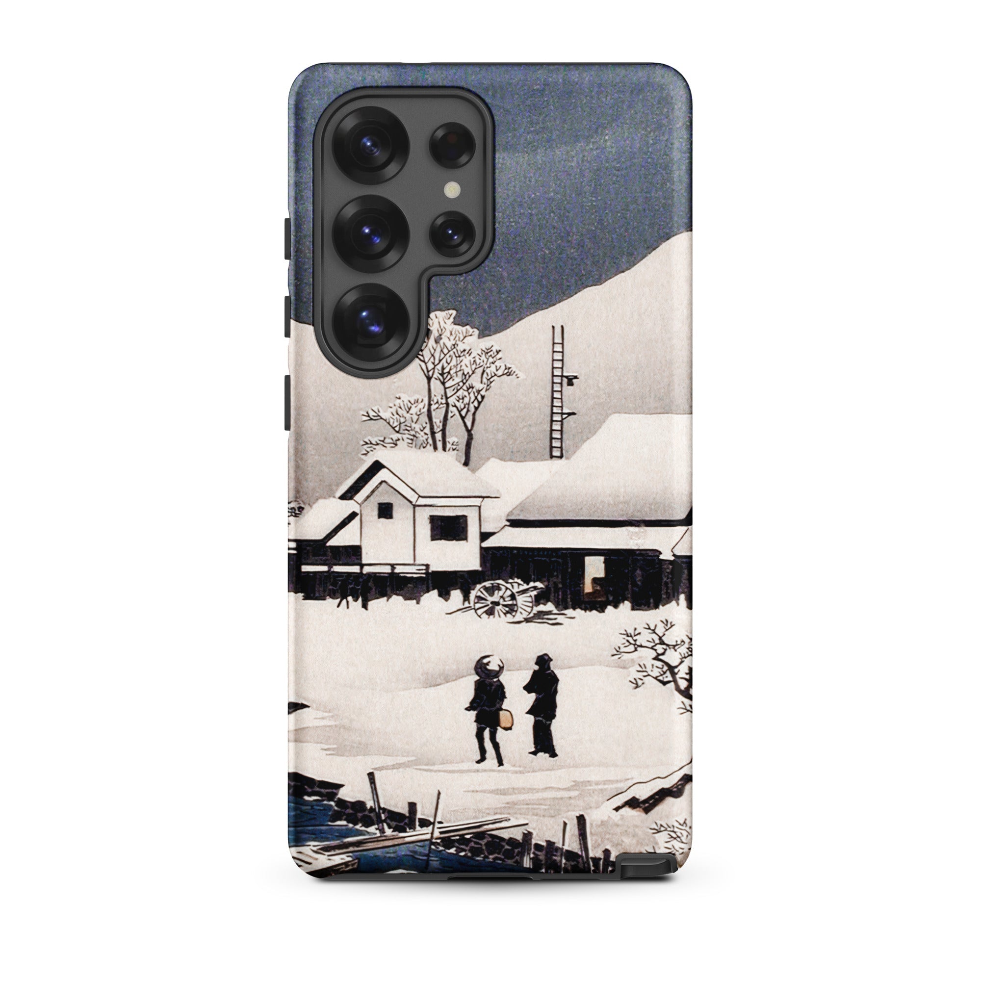 Snow at Nipponmatsu Hiroaki Takahashi Samsung Case, Galaxy S25 Ultra / Matte, Smartphone Case Winter Landscape Houses Figures