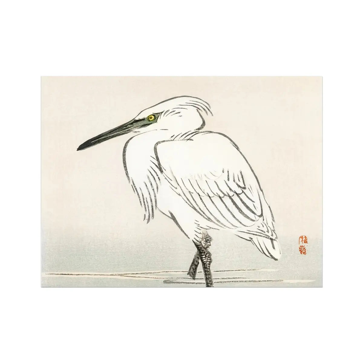 Snowy Egret - Kōno Bairei Fine Art Print - 40’’x30’’ - Posters Prints & Visual Artwork - Aesthetic Art