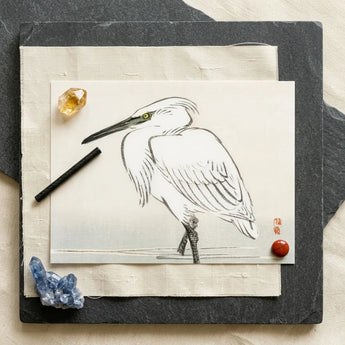 Snowy Egret - Kono Bairei Kacho-e Art Print / Canvas Bairei’s, Meiji Era Kachō-e, Kōno Prints