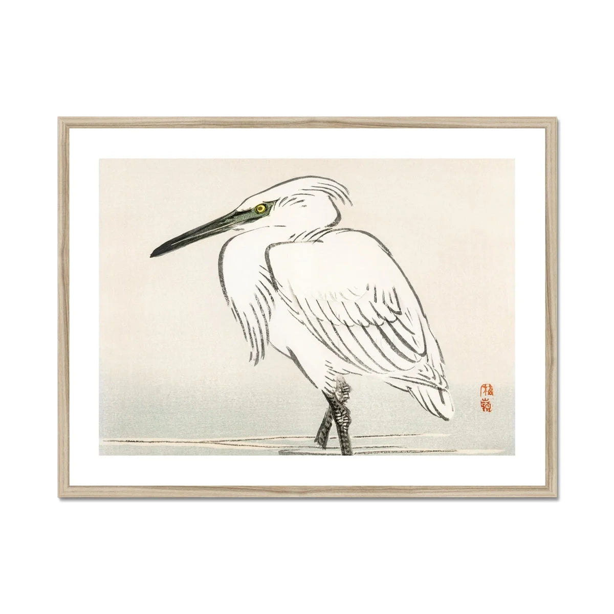 Snowy Egret - Kōno Bairei Kacho-e Art Print Posters Prints & Visual Artwork