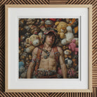 Soft Landing - Lowbrow Gay Pilot Art Print, 12x12’’ / 31x31cm / Natural Frame / 2’’ Matboard, Framed Artwork Person Amongst Stuffed Animals