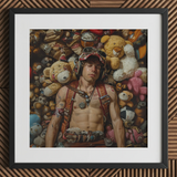 Soft Landing - Lowbrow Gay Pilot Art Print / Canvas, 12x12’’ / 31x31cm / Black Frame / Matboard, Posters Prints & Visual Artwork, Toby Leon