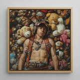 Soft Landing - Lowbrow Gay Pilot Art Print / Canvas, 12x12’’ / 31x31cm / Natural Frame, Posters Prints & Visual Artwork, Toby Leon