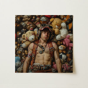Soft Landing - Lowbrow Gay Pilot Art Print / Canvas, 12x12’’ / 31x31cm / Unframed / no Border, Posters Prints & Visual Artwork, Toby Leon