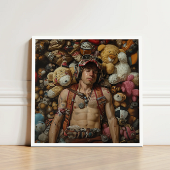 Framed Art Print Man Aviator Goggles Leather Harnesses Handsome Homoerotic Queer