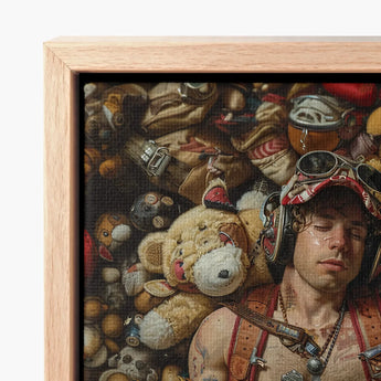 Rustic Wooden-framed Canvas Print Detailed Painting Man Steampunk Handsome Homoerotic Queer, Art