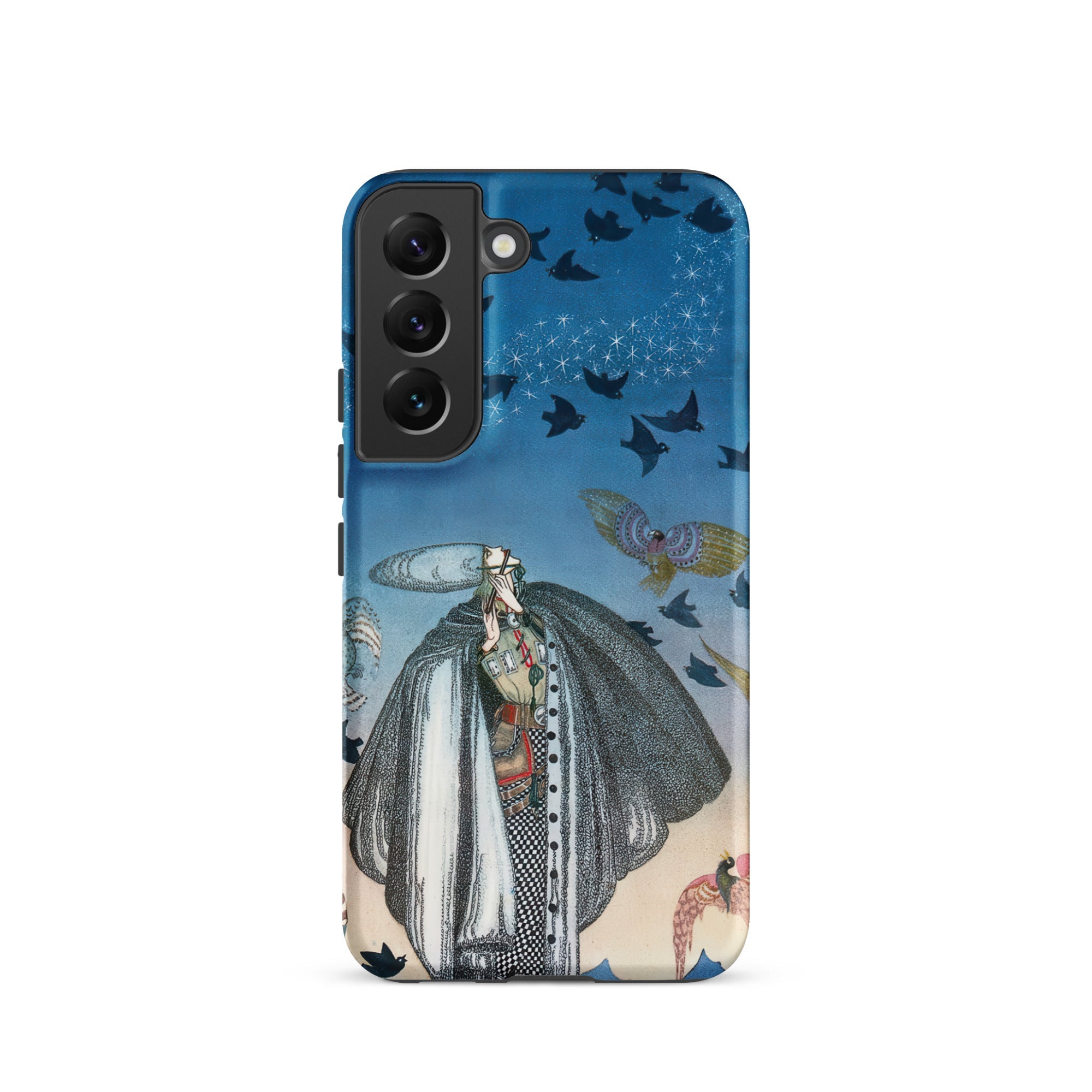 Soldier Summoning Birds - Kay Nielsen Samsung Case, Galaxy S22 / Matte, Blue Phone Case Illustration Cloaked Figure Creatures