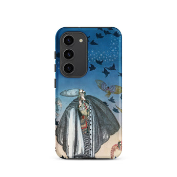 Soldier Summoning Birds - Kay Nielsen Samsung Case, Galaxy S23 / Matte, Smartphone Case Illustration Cloaked Figure Starry Bird-filled Sky