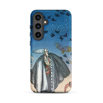 Soldier Summoning Birds - Kay Nielsen Samsung Case, Galaxy S24 Plus / Matte, Smartphone Whimsical Case Bearded Man Cloak Starry Sky