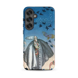 Soldier Summoning Birds - Kay Nielsen Samsung Case, Galaxy S25 Plus / Matte, Blue White Smartphone Case Illustration Figure Cloak Birds