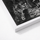 White-framed Black-and-white Print Detailed Darkly Illustrated Scene Fantastical Crooked Hearth Burns, Velde Ii Art, Conjurer Leans