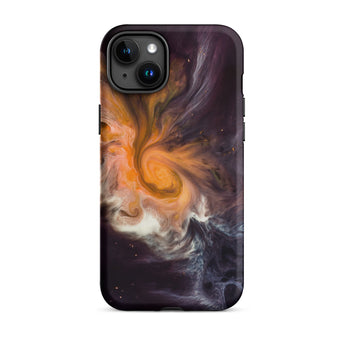Space Story - Interstellar Nebula Iphone Case, 15 Plus / Matte, Black-rimmed Phone Case Orange White Design