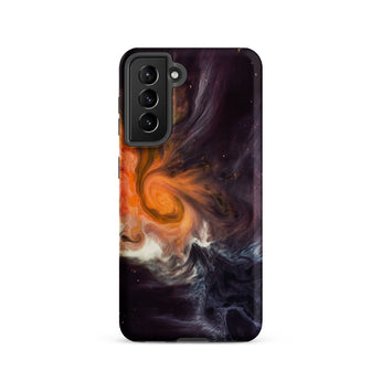 Space Story - Interstellar Nebula Samsung Case, Galaxy S21 / Matte, Smartphone Black Camera Module Protective Case Abstract Design