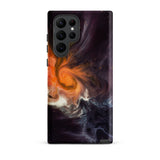 Space Story - Interstellar Nebula Samsung Case, Galaxy S22 Ultra / Matte, Phone Case Vibrant Abstract Design Orange White Dark