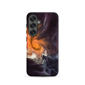 Space Story - Interstellar Nebula Samsung Case, Galaxy S25 / Matte, Black Smartphone Case Vibrant Abstract Nebula Design Swirls