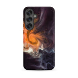 Space Story - Interstellar Nebula Samsung Case, Galaxy S25 Plus / Matte, Smartphone Case Vibrant Orange White Purple Nebula-like Abstract