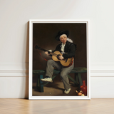 Framed Reproduction Classical Painting Man Black Attire Hat Spanish Singer, Tears, Working Guitarist Caught, Mid-phrase, Bolero, Throwing,