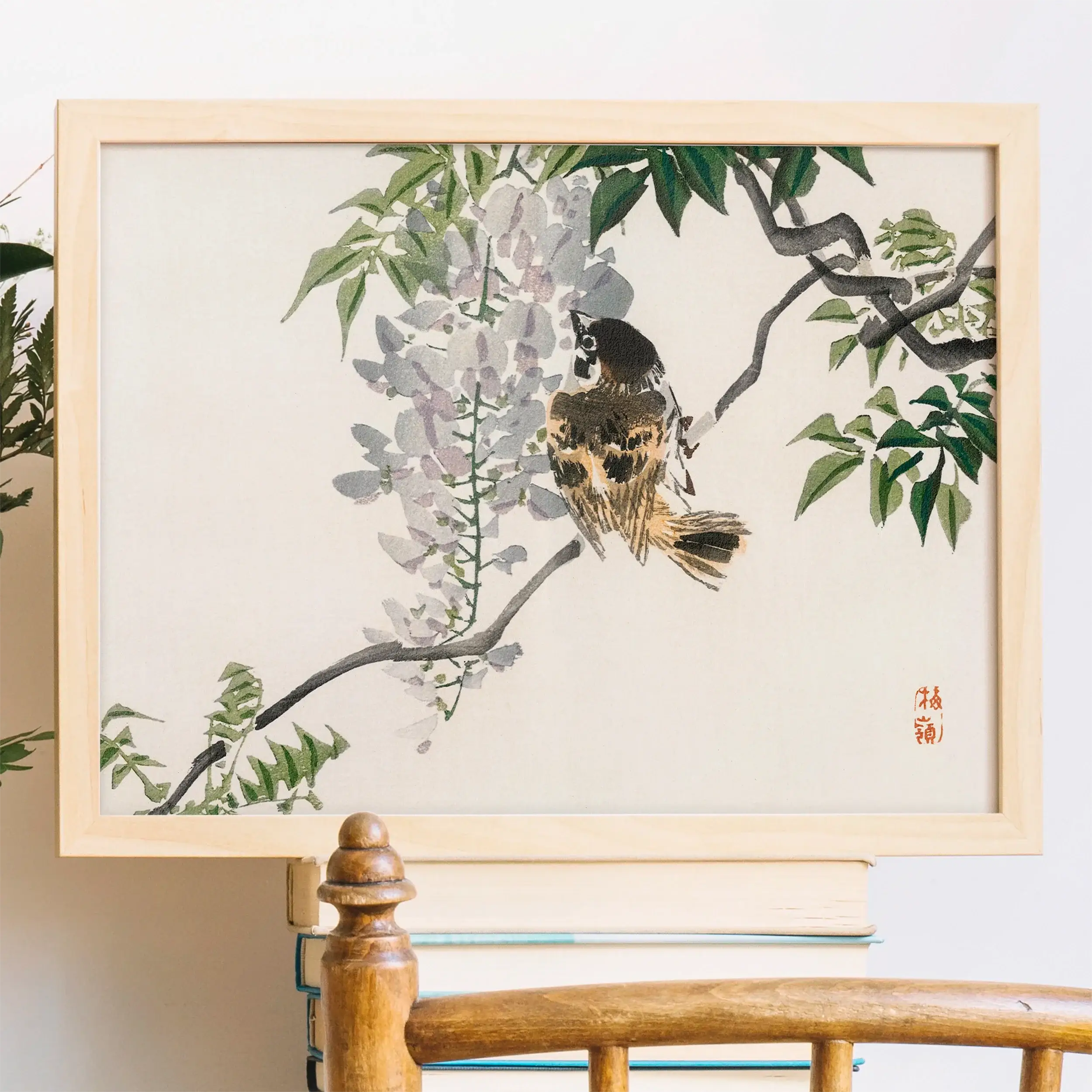 Sparrow on a Branch - Kōno Bairei Meiji Era Bird Art Print - Posters Prints & Visual Artwork - Aesthetic Art