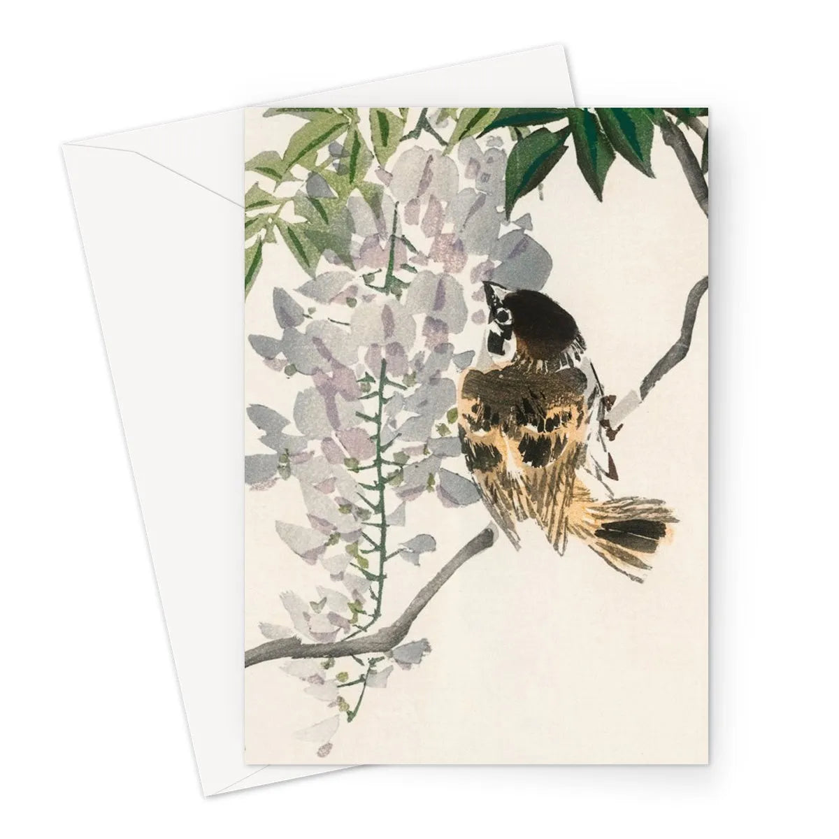 Sparrow On a Branch By Kōno Bairei Greeting Card - A5 Portrait / 1 Card - Greeting & Note Cards - Aesthetic Art