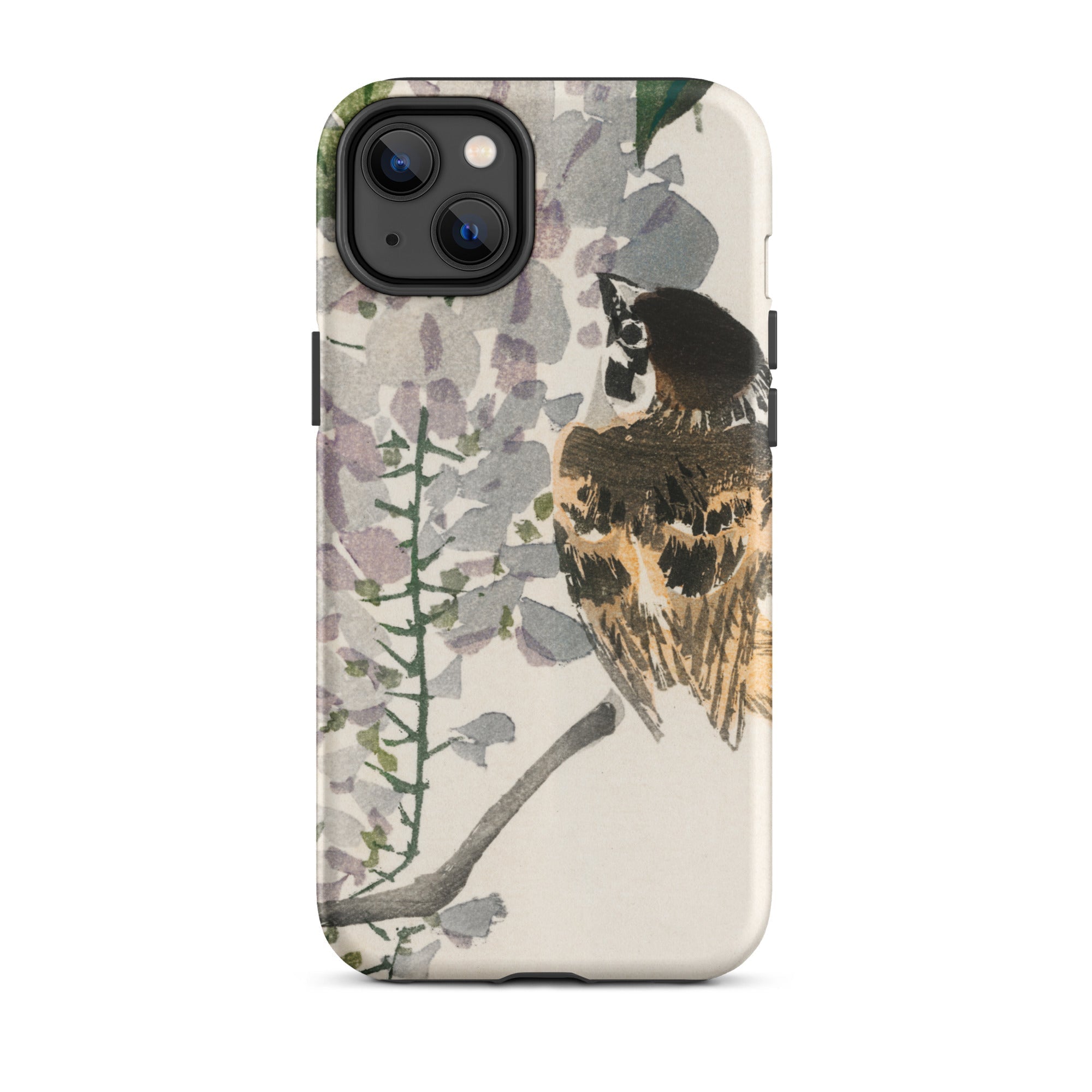 Sparrow on a Branch Kōno Bairei Meiji Bird Iphone Case, 14 Plus / Matte, Bird Wisteria Patterned Phone Case